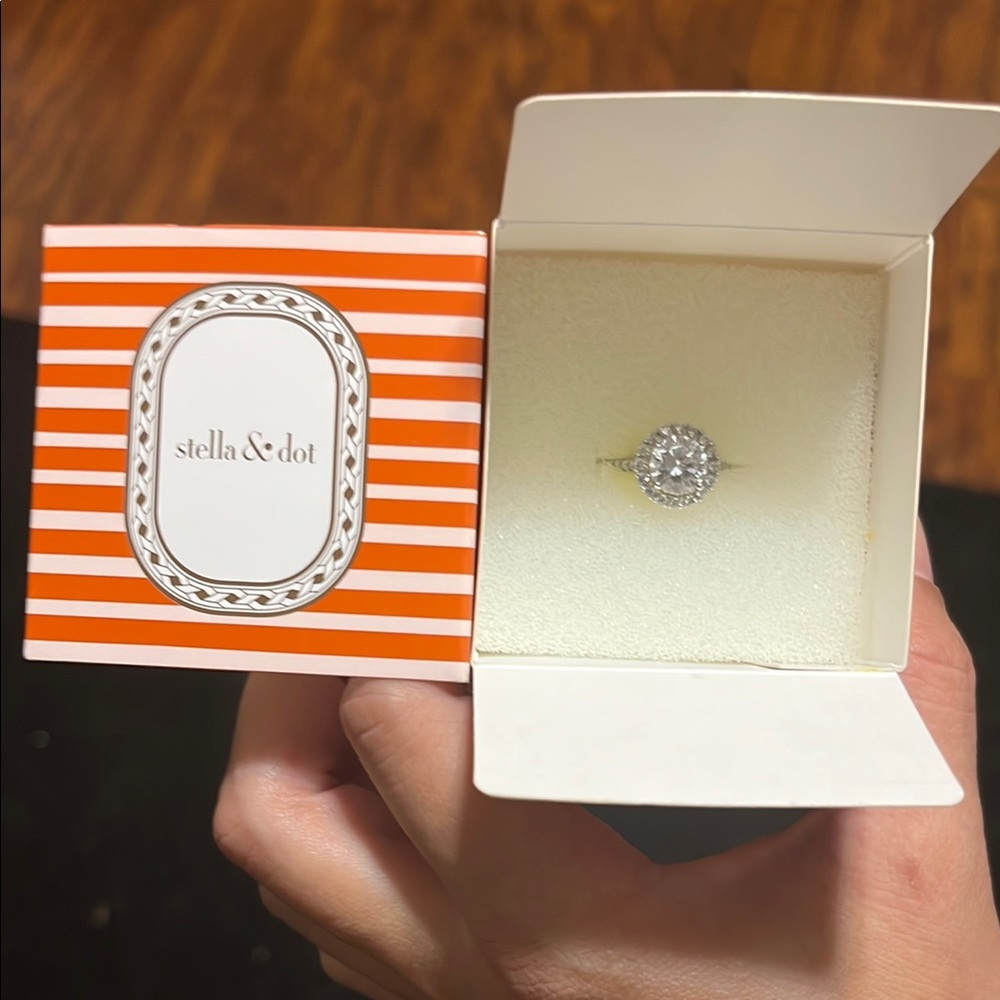 Stella & Dot Silver Ring with Clear Stone